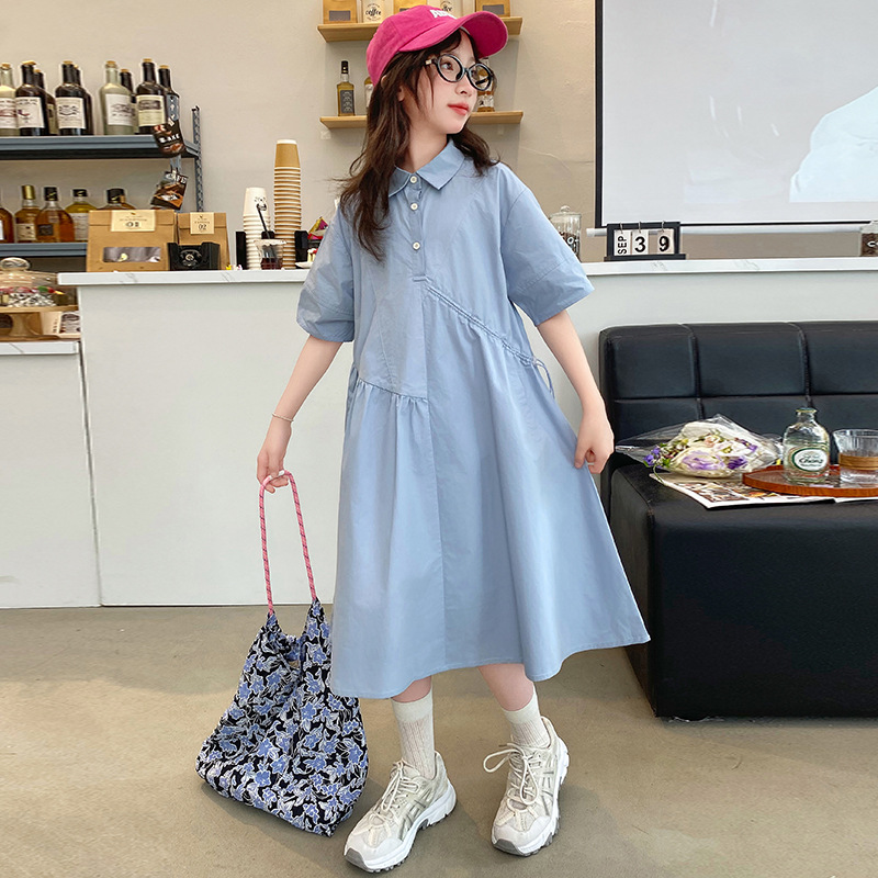 Korean Style A Line Shirt Dress - Coreano crianças roupas meninas vestido 2025