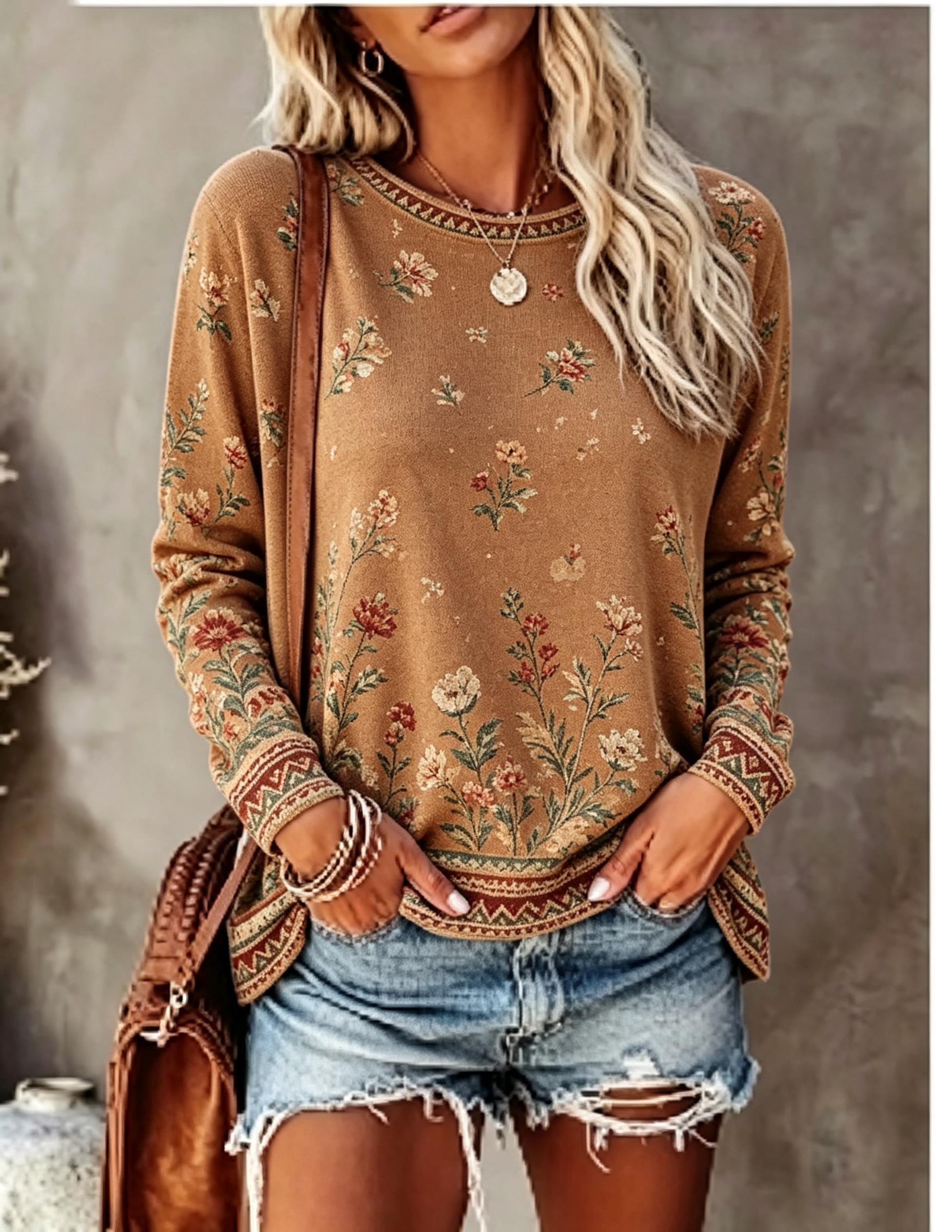 Blouses - Camiseta feminina de manga comprida com