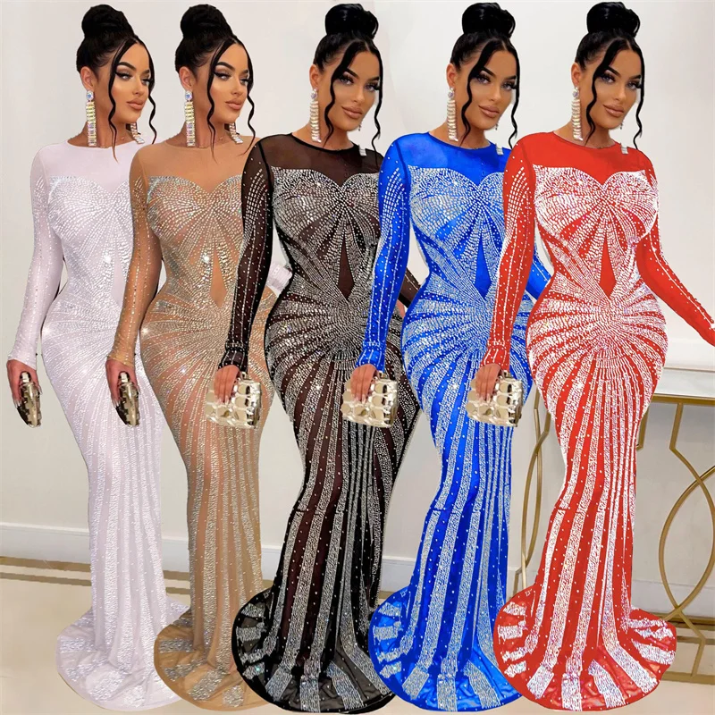 Sexy brilhante cristal strass  - Sparkly Rhinestone Club Party Dress avaliação e preço