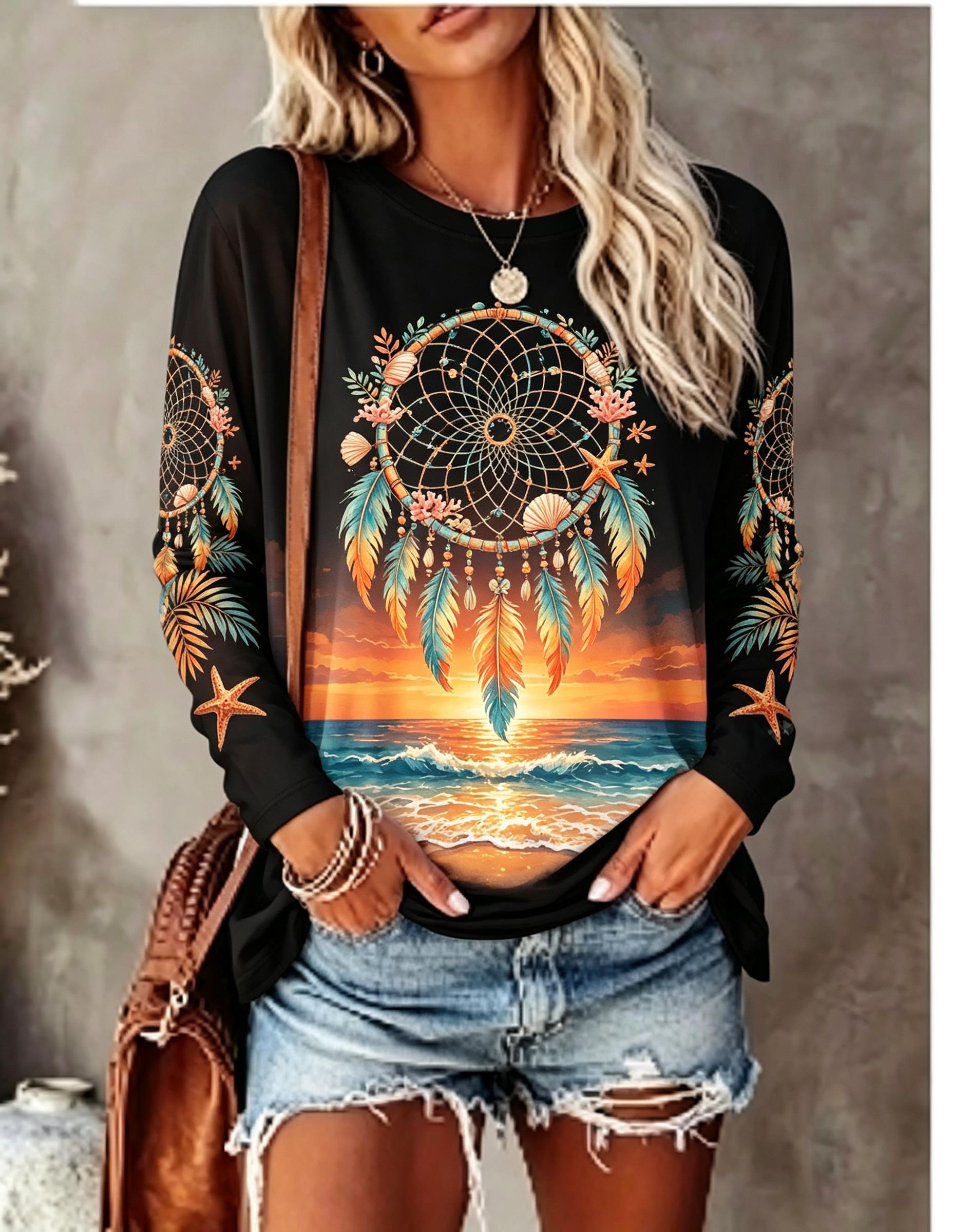 Camiseta de manga comprida com - Blouses avaliação e preço