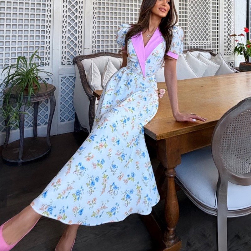 Vestido Midi Elegante 2026 de  - French Vintage Floral Midi Dress avaliação e preço
